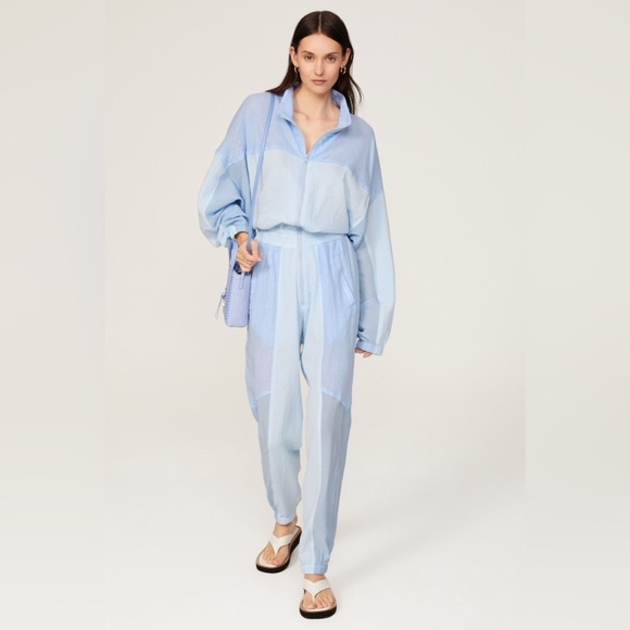 Paradised Rent the runway Blue Kelsey jumpsuit long sleeve sz XS $485 - Picture 1 of 8